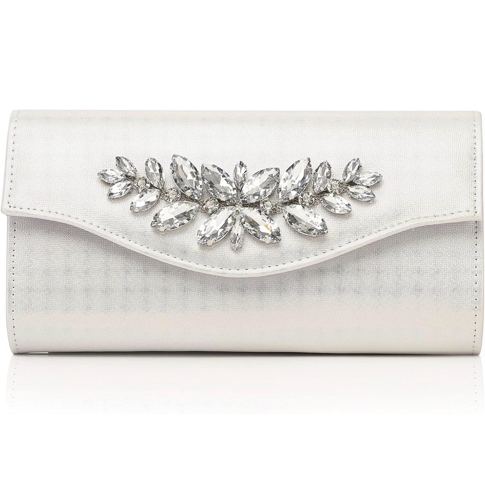 Chic Silver Clutch with Crystal Accents